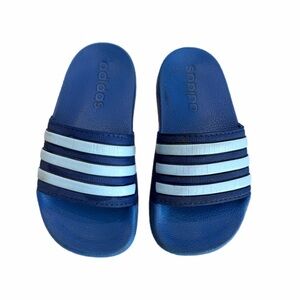 Adidas Kids Blue Slide Sandals - Size 10